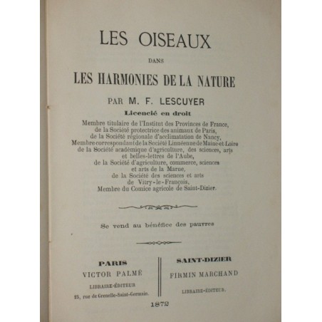 Les oiseaux dans les harmonies de la nature