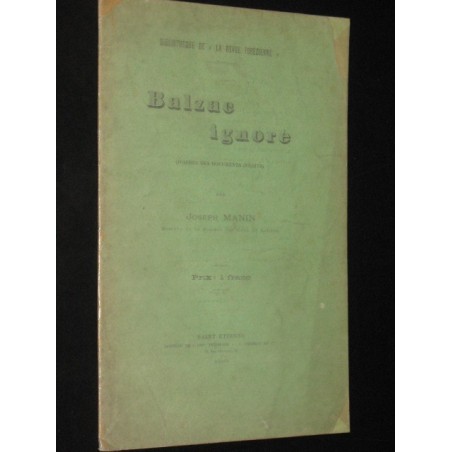 Balzac ignoré (d'après des documents inédits)