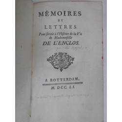 Mémoires et lettres pour servir à l'histoire de la vie de Mademoiselle De L'Enclos