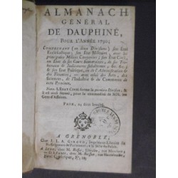 Almanach général de Dauphiné pour l'année 1792 contenant (en deux divisions) son état écclésiastique, son état militaire…