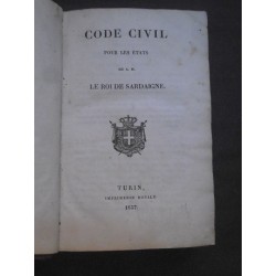 Code civil pour les états de S.M. le roi de Sardaigne. Lettres patentes. Table analytique des matières du code civil.