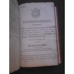 Code civil pour les états de S.M. le roi de Sardaigne. Lettres patentes. Table analytique des matières du code civil.