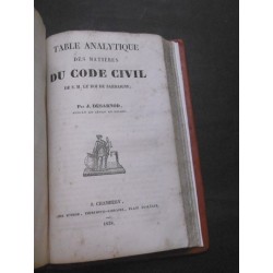 Code civil pour les états de S.M. le roi de Sardaigne. Lettres patentes. Table analytique des matières du code civil.