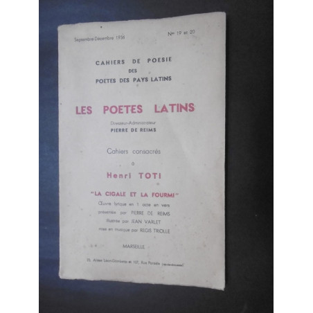 les poetes latins -cahiers consacres à Henri toti